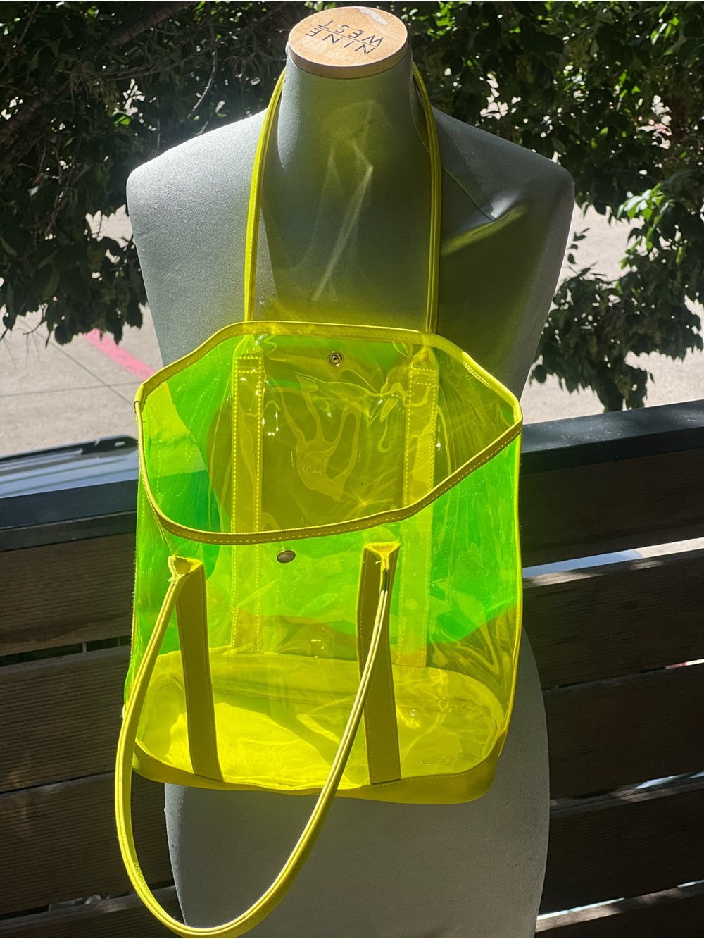 Yellow Transparent Tote Bag - Clear PVC Beach Tote - Picture 6 of 6